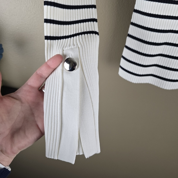 A.L.C. Anya Striped Knit Ribbed Boatneck Top Size Small - Picture 5 of 15